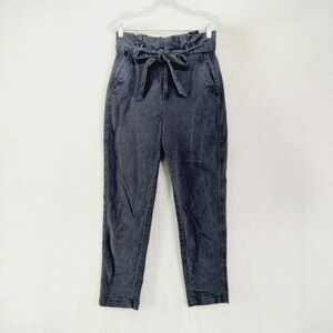 Express Women's Gray Stretch Extreme High Rise Tie Belted Straight Leg Jeans 622